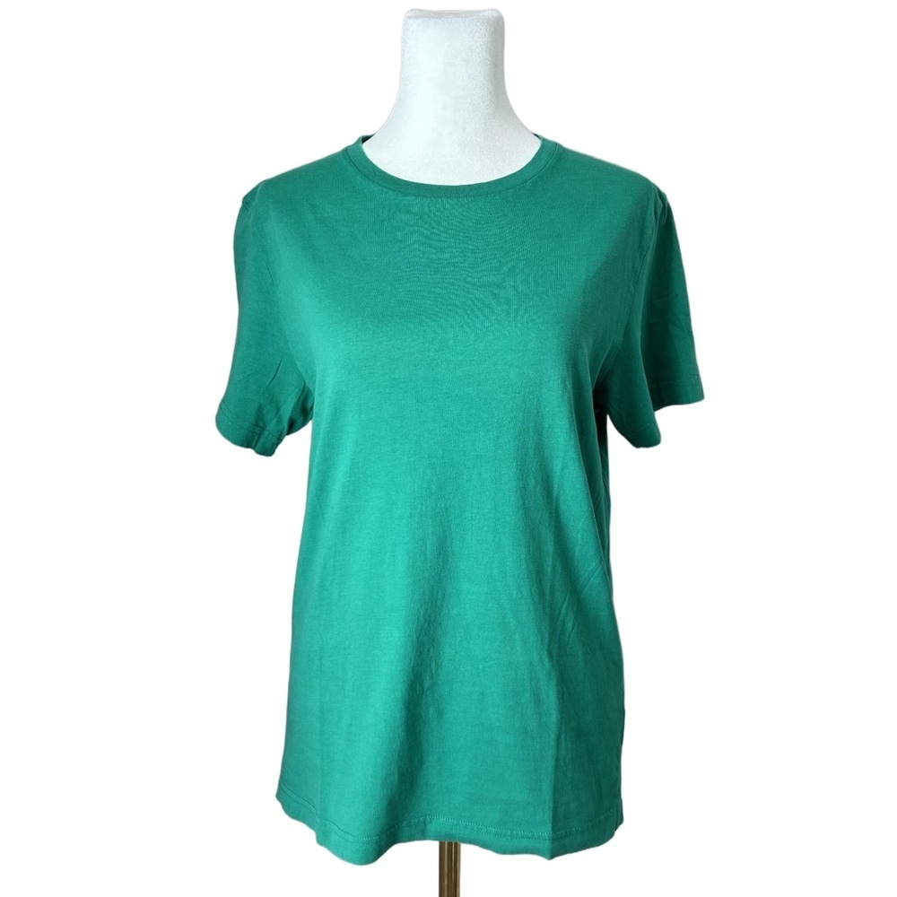 H&M Basics Green Short Sleeve T-Shirt Organic Cotton Blend Small